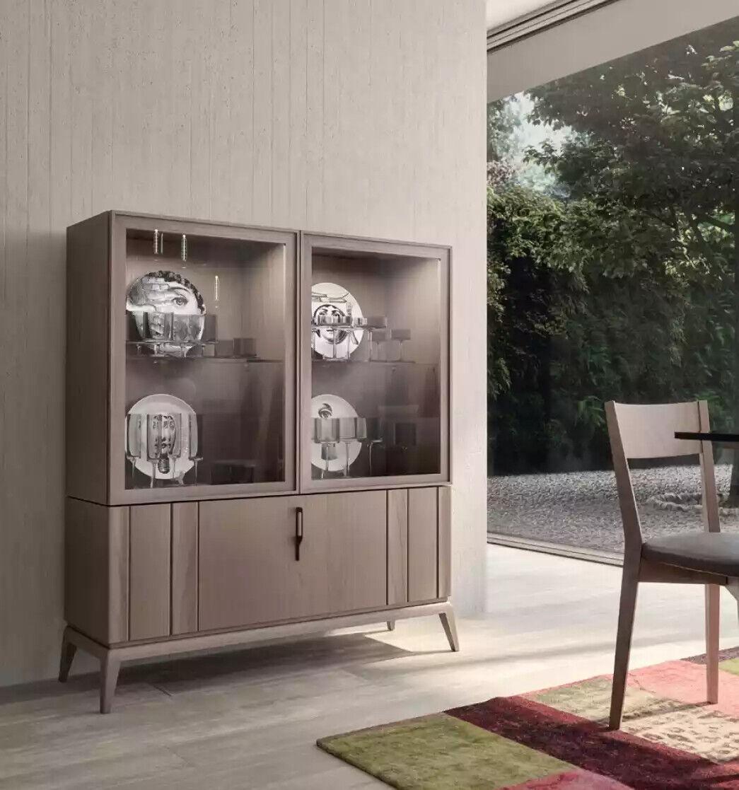 Vitrine Glasvitrine Schrank beige neu wohnzimmer Modern