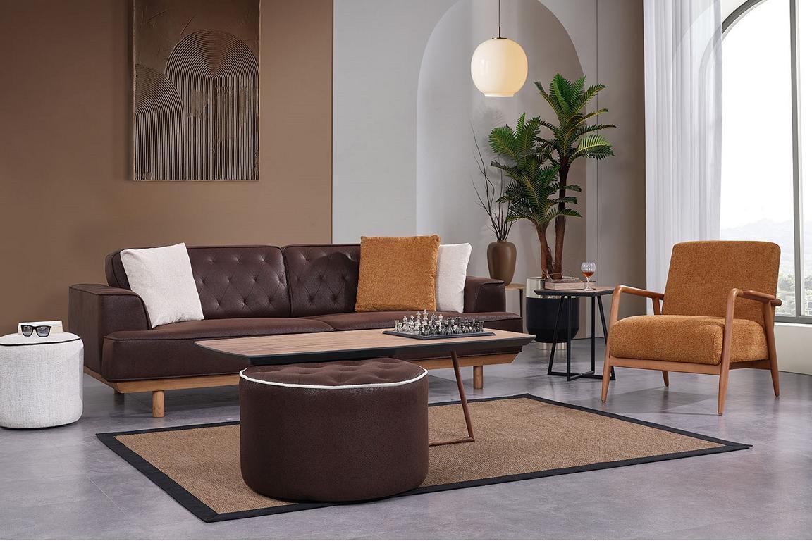 Edle Wohnzimmer Möbel Moderner 3-Sitzer Luxuriöser Einsitzer 2tlg Set