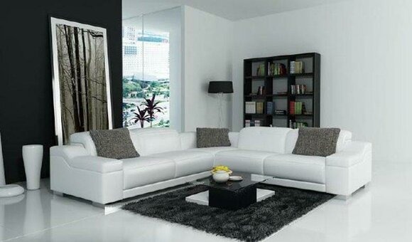 Modern Wohnlandschaft Polster Ecke Sofa Couch Garnitur Eck Landschaft Leder