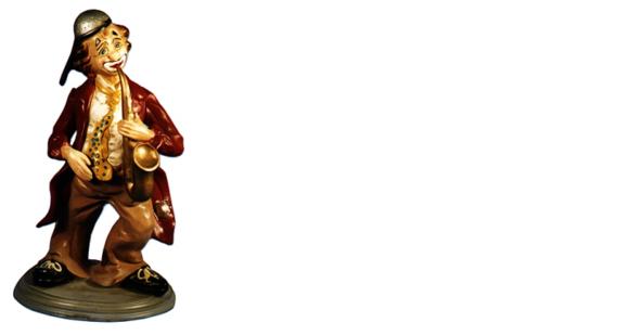 Design Clown Saxophon Figur Statue Skulptur Figuren Skulpturen