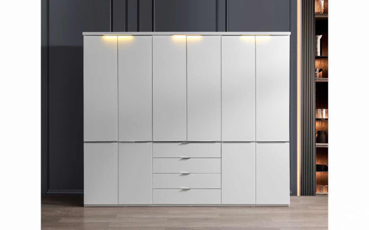Weißer Kleiderschrank 4-Schubladen Schlafzimmer Schränke Holz Möbel