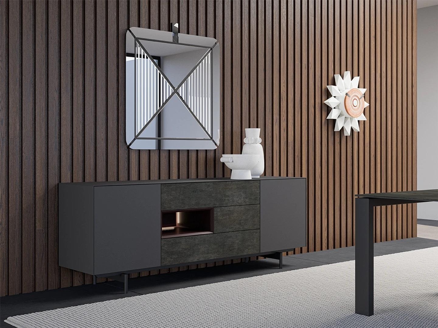 Modern Set Esszimmer Sideboard mit Spiegel Einrichtung Luxus Design