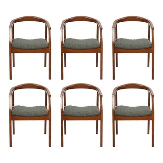 Stuhl Braun Design Wohnzimmer Esszimmer Holz 6x Stühle Polster Neu