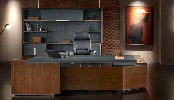 Eckschreibtisch Büro Chef Zimmer Möbel Design Schreibtische Deko Praxis
