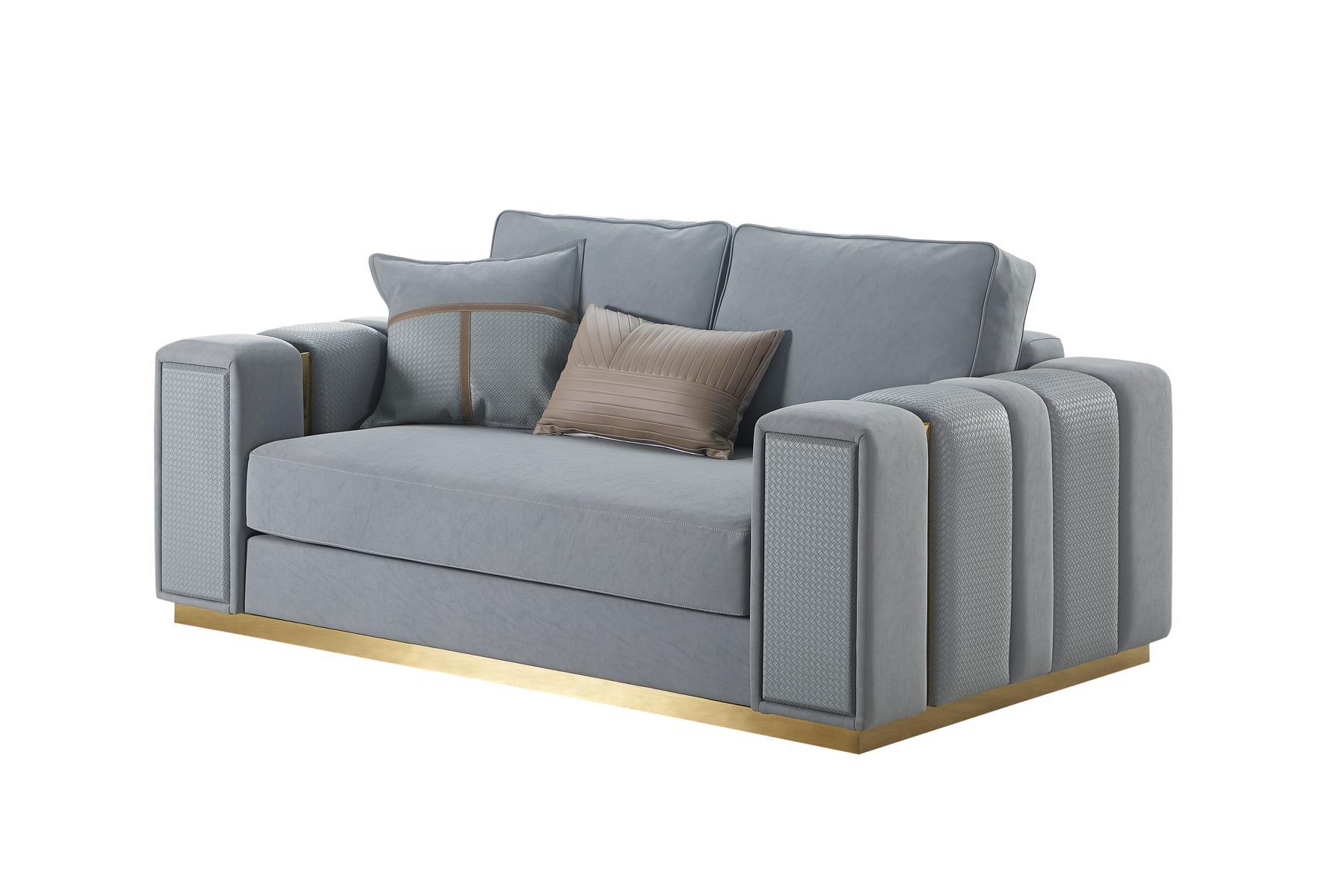 Sofa 2 Sitzer Wohnzimmer Modern Design Couchen Sofa Blau Textil Möbel Hellblau