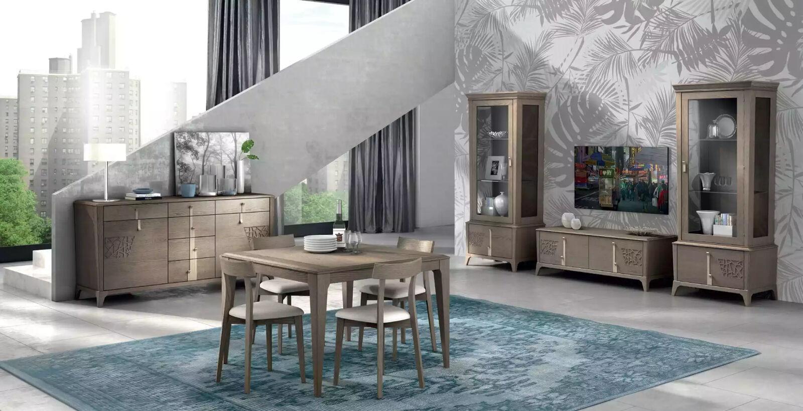 Esszimmer Set Esstisch 4x Stühle Sideboard TV Staender 9 tlg Luxuriöse