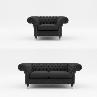 3+1 Sitzer Edle Designer Chesterfield Couch Garnitur Textil Polster Leder