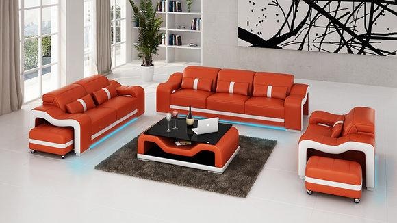 Ledersofa Couch Wohnlandschaft 3+2+1 Sitzer Garnitur Sofagarnitur Sofa