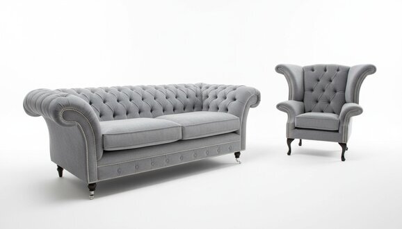 3+2 Sitzer + Ohrensessel Chesterfield Sofagarnitur Sofa Couch Polster