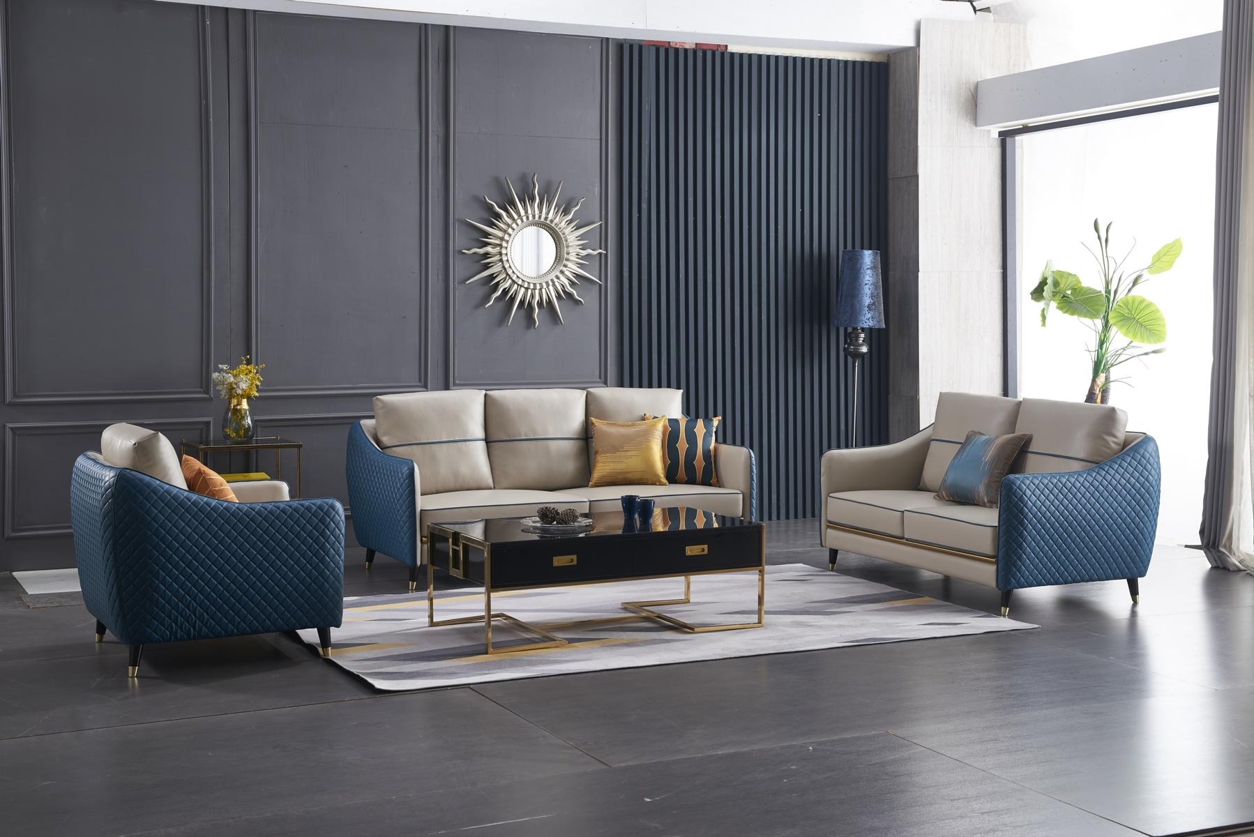 Sofagarnitur 3+1 Sitzer Set Design Deko Sofas Polster Couchen Relax Leder