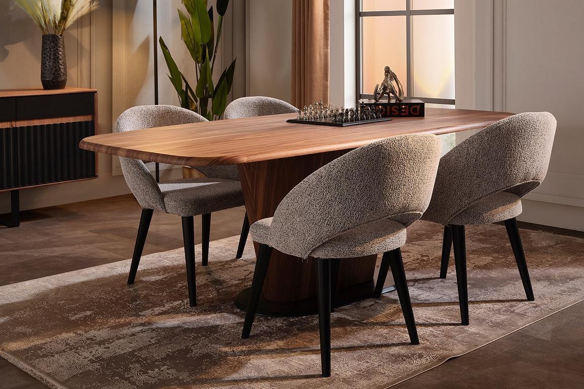 Komplette Esszimmer Garnitur Rechteckiger Esstisch 4x Polster Stühle