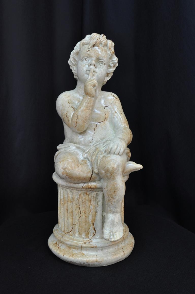 Figur Skulptur Engel auf dem Stein 63cmWeiß Design Accessoire Dekoration