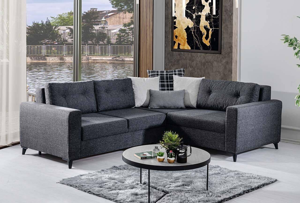 Dunkelgraues Polstersofa Designer Ecksofa Bettfunktion Wohnzimmer Sofa
