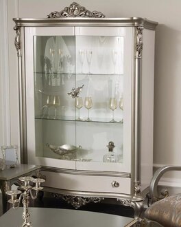 Klassische Silber Vitrine Französische Stil Möbel Anrichte Glasschrank