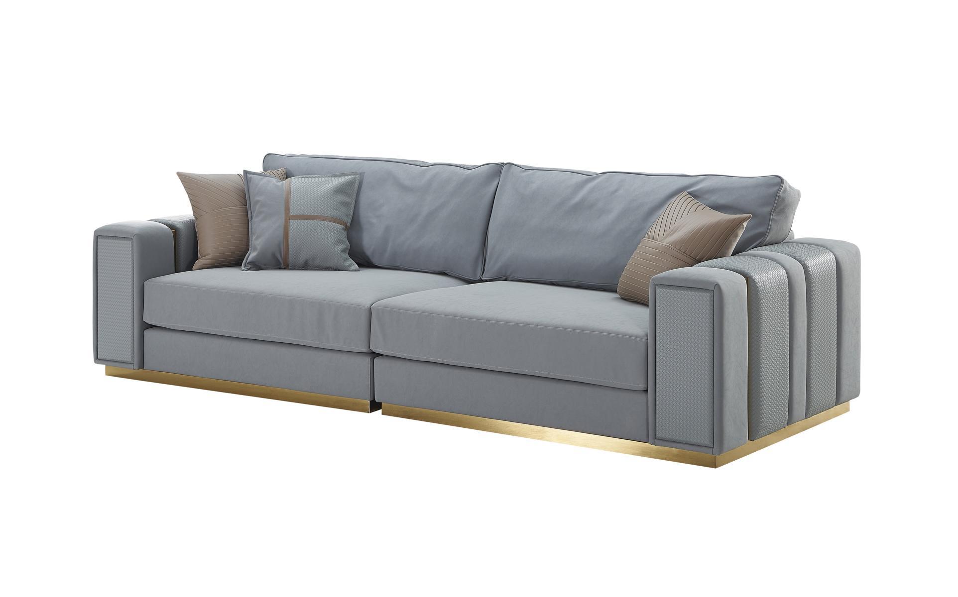 Sofa 3 Sitzer Hellblau Neu Kreative Modern Wohnzimmer Design Couchen Möbel Stoff