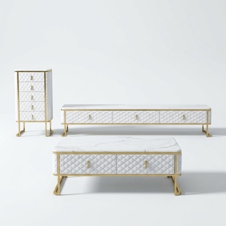 3tlg.Wohnzimmermöbel Set Designer Wohnzimmer Sideboard+Couchtisch