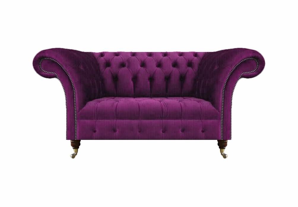 Luxus Sofa Couch Zweisitzer Chesterfield Lila Möbel Textil Wohnzimmer