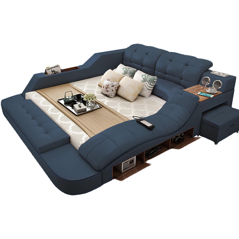 Doppel Luxus Bett + USB Polster Betten Moderne Hotel Multifunktion Sofort