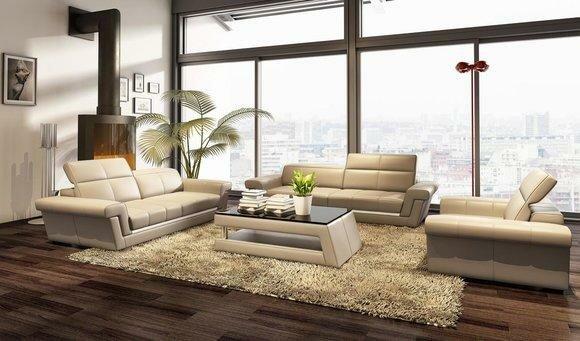 Designer Sofagarnitur Polster Ledersofa Couch Set Kombination 3+2+1