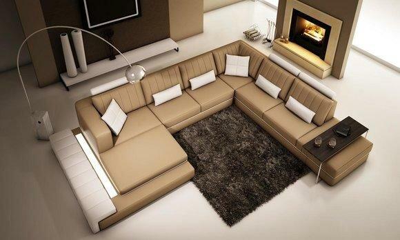XXL Wohnlandschaft Design Ecken Polster Sofa Couch Leder Sofas Garnitur