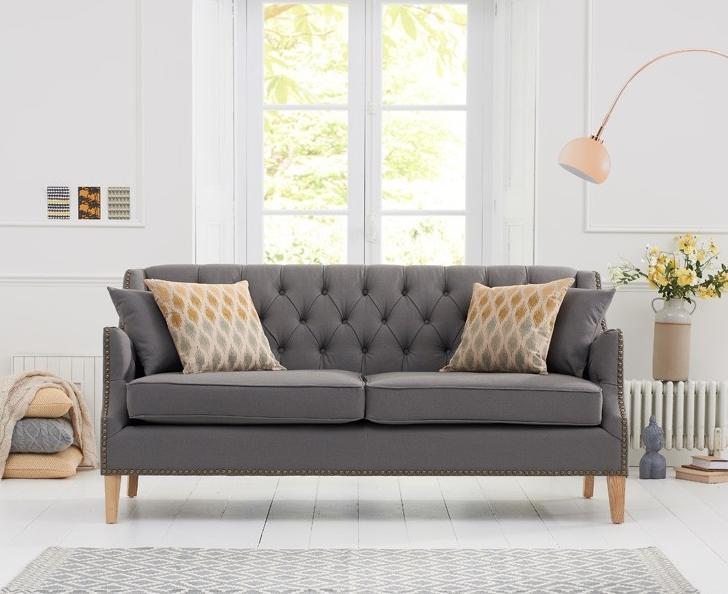 Chesterfield Sofa Couch Polster Stoff Couchen Polster Garnitur 3 Sitzer