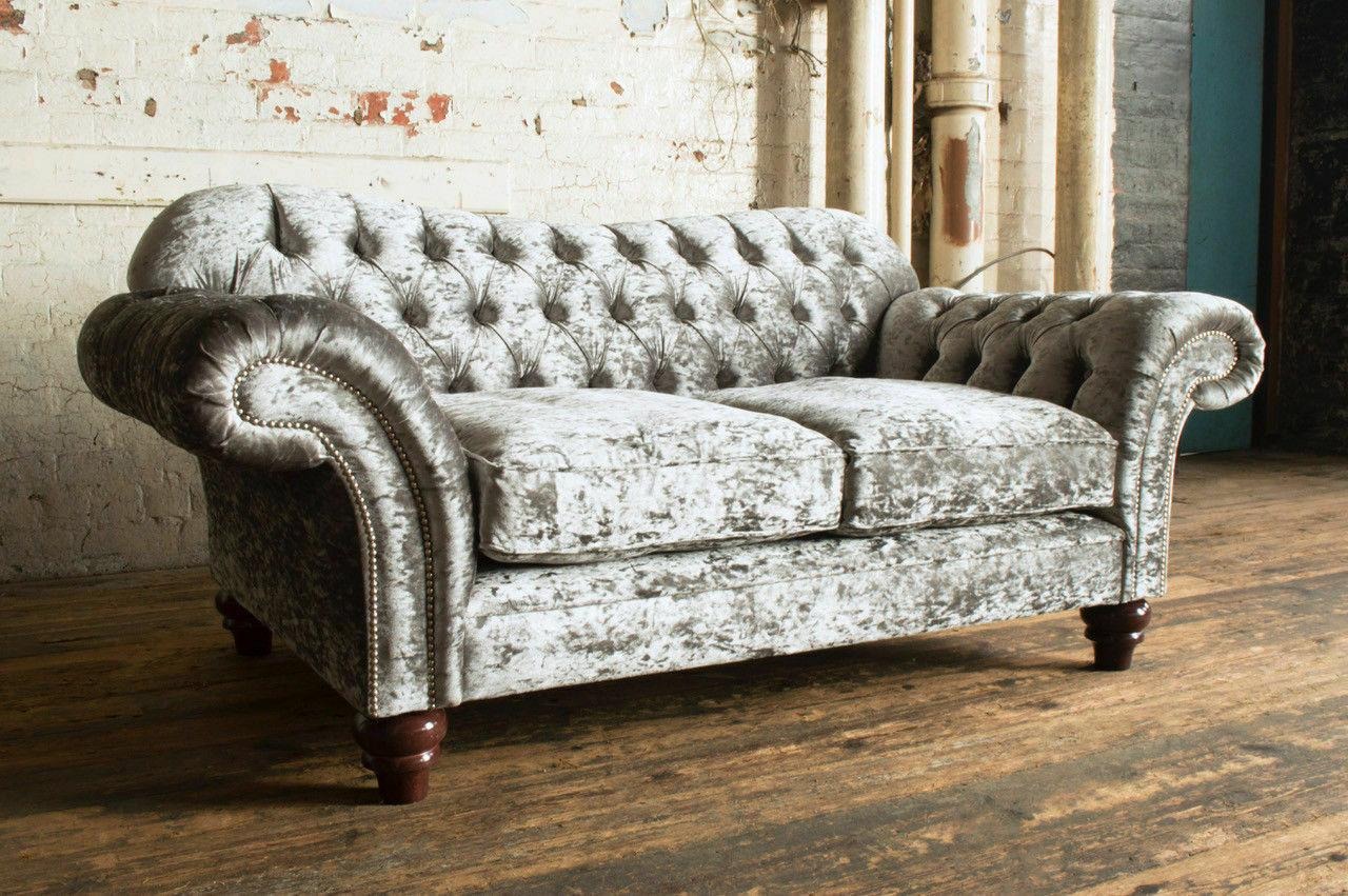 Design Chesterfield Textil Stoff Sofa 2-Sitzer Stoff Couch Polster Sofas Couchen