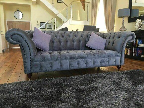 Design Luxus Stoffsofas Chesterfield Textil Sofa 3 Sitzer Sofa Polster Sofas Neu