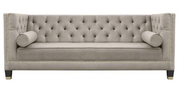 Chesterfield Dreisitzer Stoff Wohnzimmer Beige Design Couchen Polster Sofa