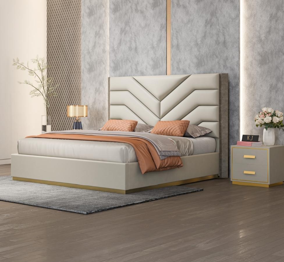 Bett Polster Design Luxus Holz Doppelbetten Ehe Schlafzimmer Leder