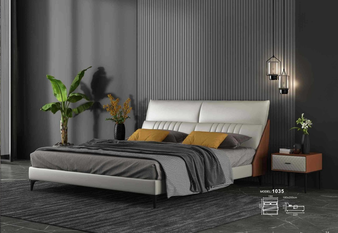 Designer Bett Schlafzimmer Betten Textil Leder Hotel Luxus Samt Weiß