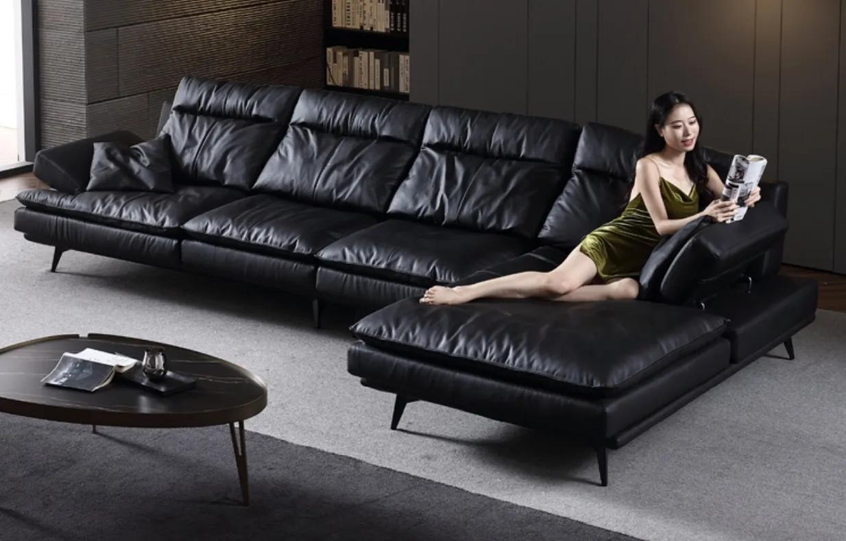 Ecksofa Couch Polsterung Couchen Wohnzimmer Sofa L-Form Möbel Leder