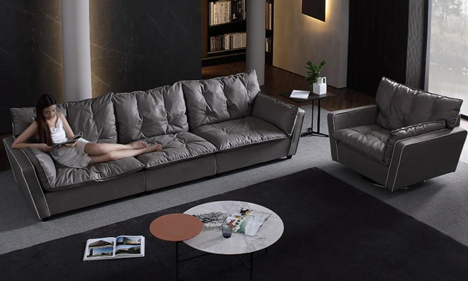 Sofagarnitur 5+1 Sitz Sofas Couch Polster Italienische Möbel Leder