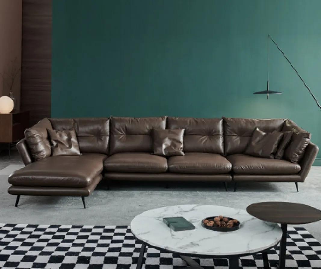 Ledersofa Couch Wohnlandschaft Eck Design Modern Sofa Ecksofa L-Form
