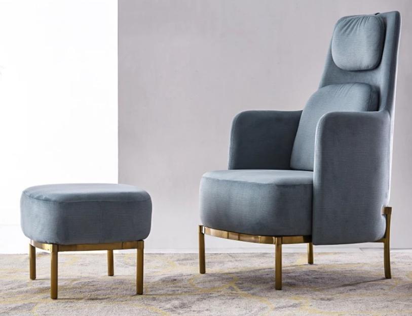 Sessel Stuhl Polster Fernseh leder Textil Stoff Grau Design Lounge