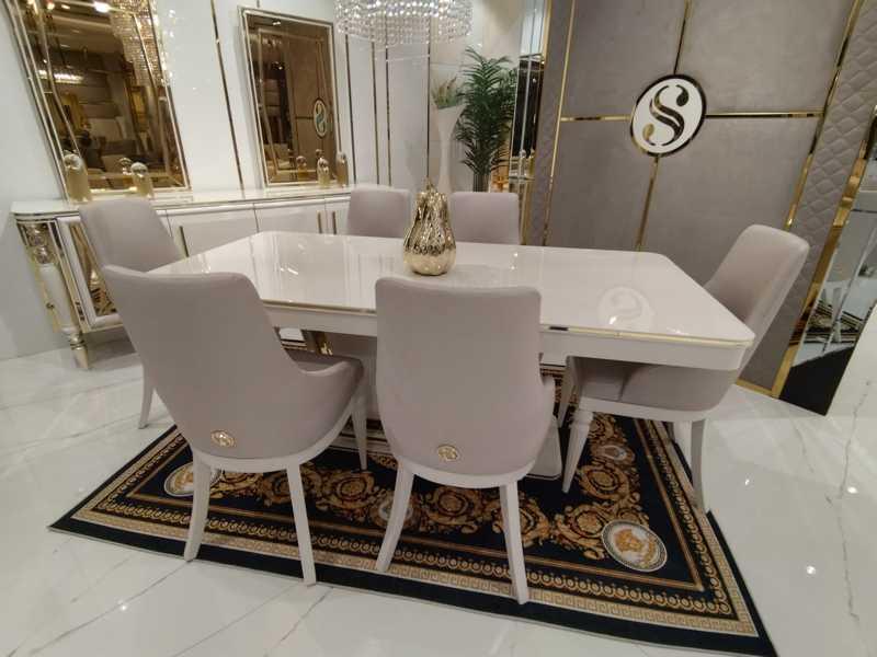 Esstisch Garnitur Tisch + 4x Stühle Stuhl Esszimmer Garnitur Tisch Holz
