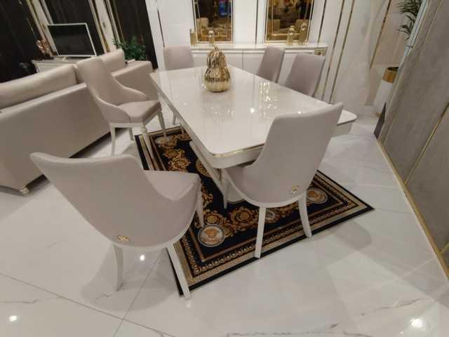 Esszimmer set Modern Esstisch + 6x Stühle Tisch Holz Polsterstuhl 7tlg.