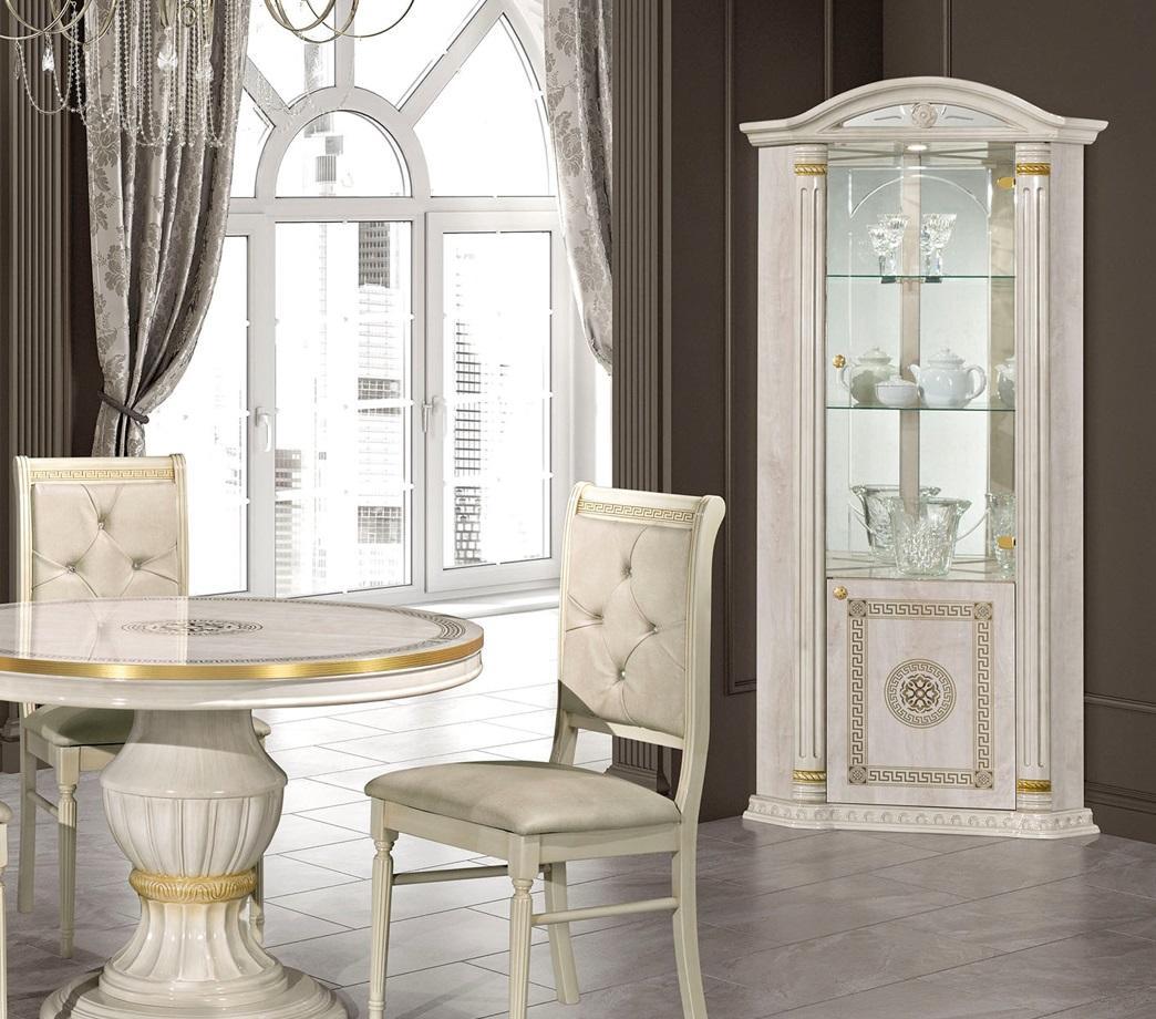 Eckvitrine Vitrine Anrichte Vitrinen Luxus Glas Schrank Schranke Eck Holz Design