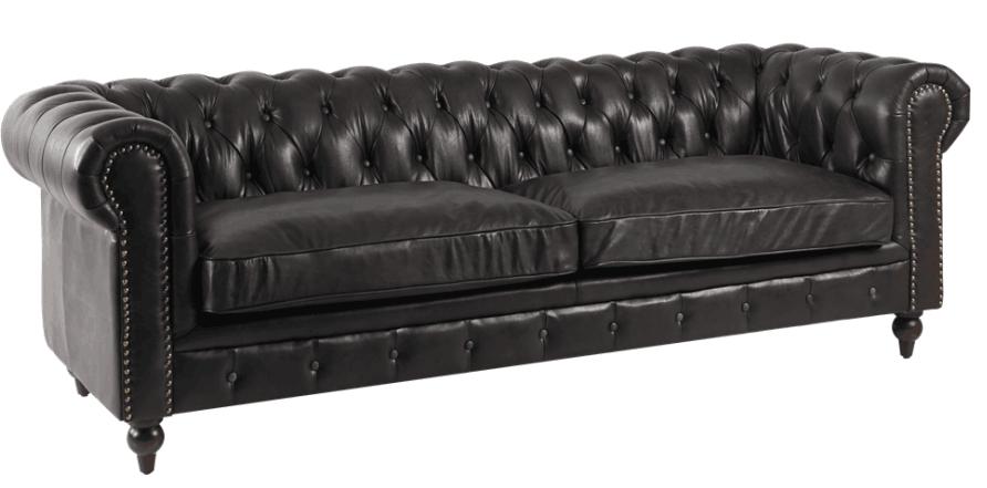 Cheterfield Sofa 3 Sitzer Modern Leder-Fibre Echtholz Luxus Klassisch Stil Möbel