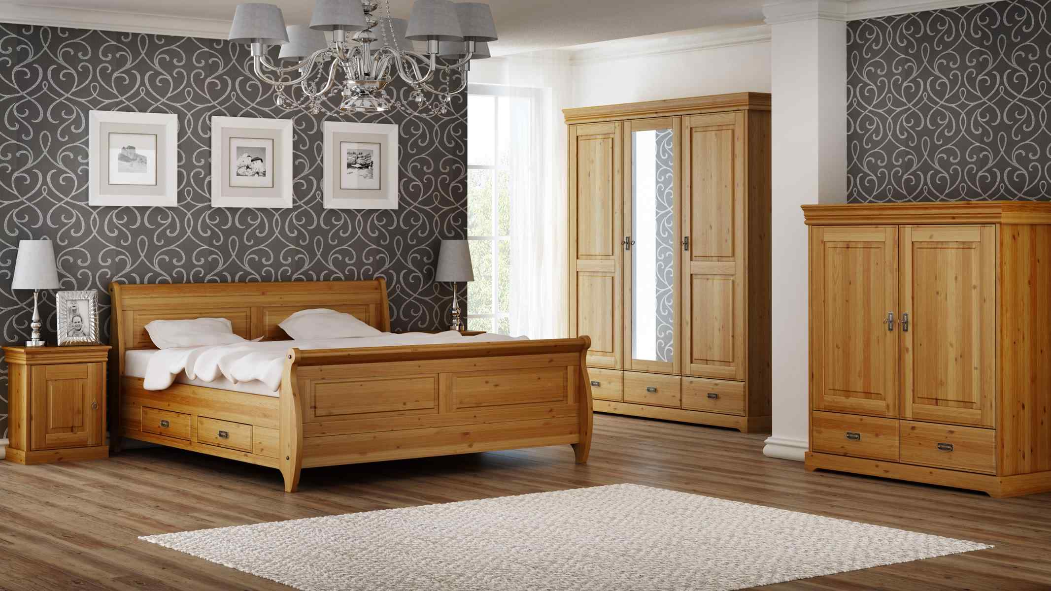 Design Schlafzimmer Garnituren Komplett Bett Kleiderschrank Nachttisch 5tlg.Set