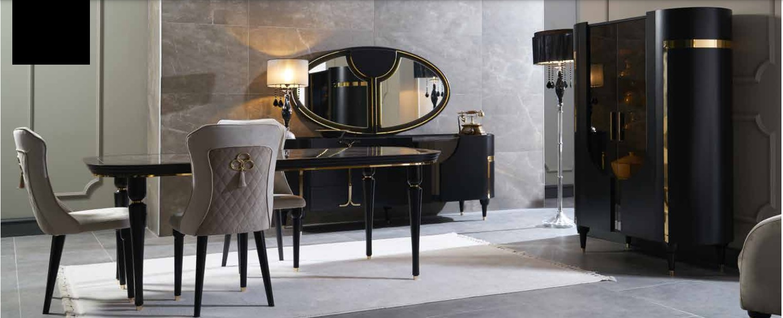 Tisch Set Garnitur Esstisch 4 Stühle Luxus Stil Möbel Stuhl Gruppe Kommode 8tlg