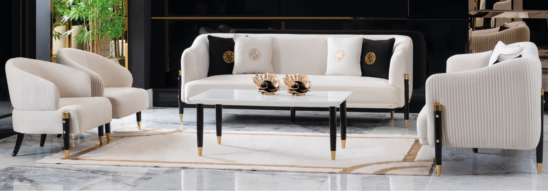 Garnitur Design Sofas Sofa Couch Samt Polster Sitz 3+3+1+1 Sitzer Sofagarnitur