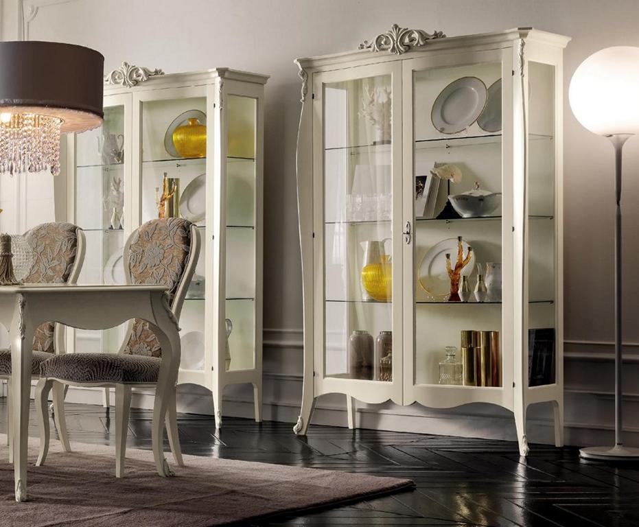 Vitrine Massiv Holz Möbel Glas Schrank Schränke Vitrinen Wohnzimmer Anrichte