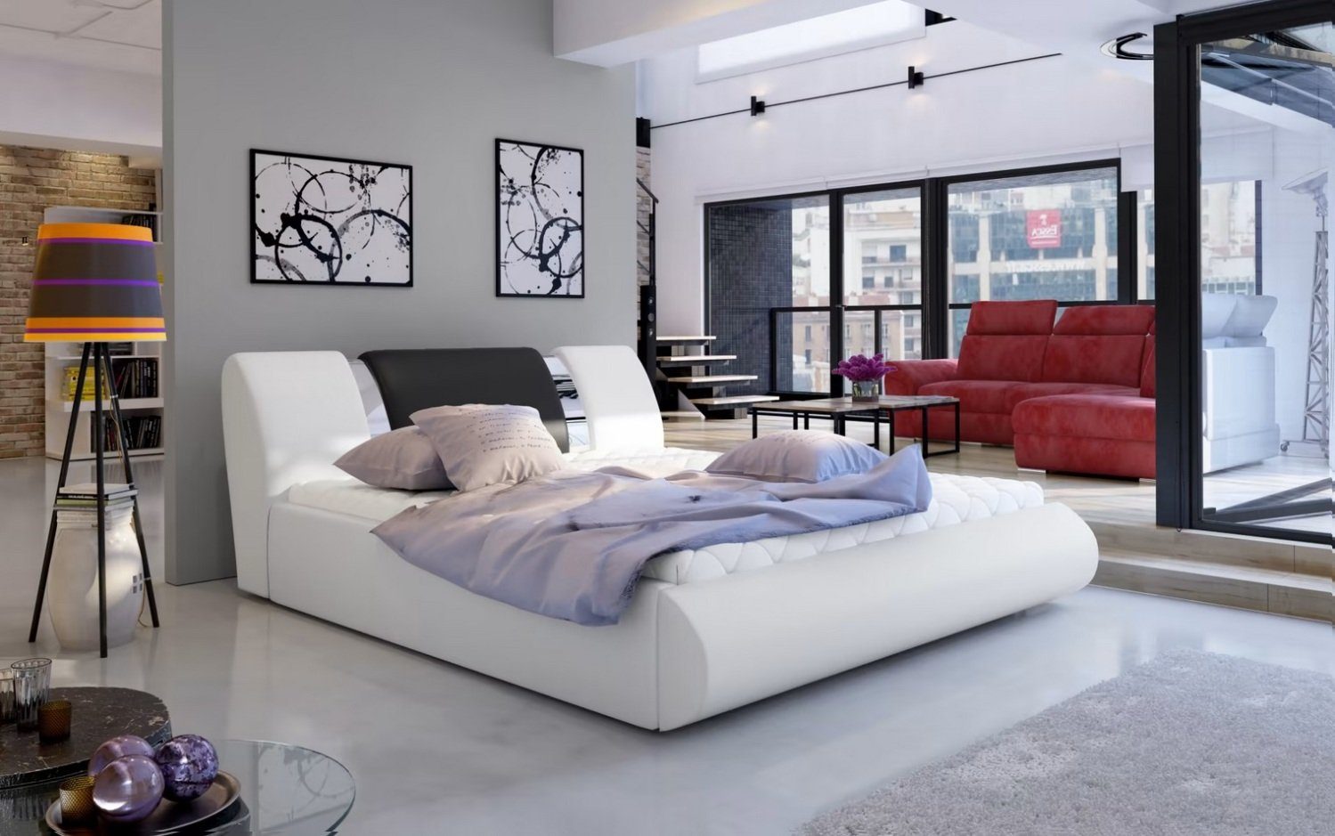 Designer Bett Luxus Doppel Hotel Betten Schlaf Zimmer Textil 180x200cm Neu Sofort