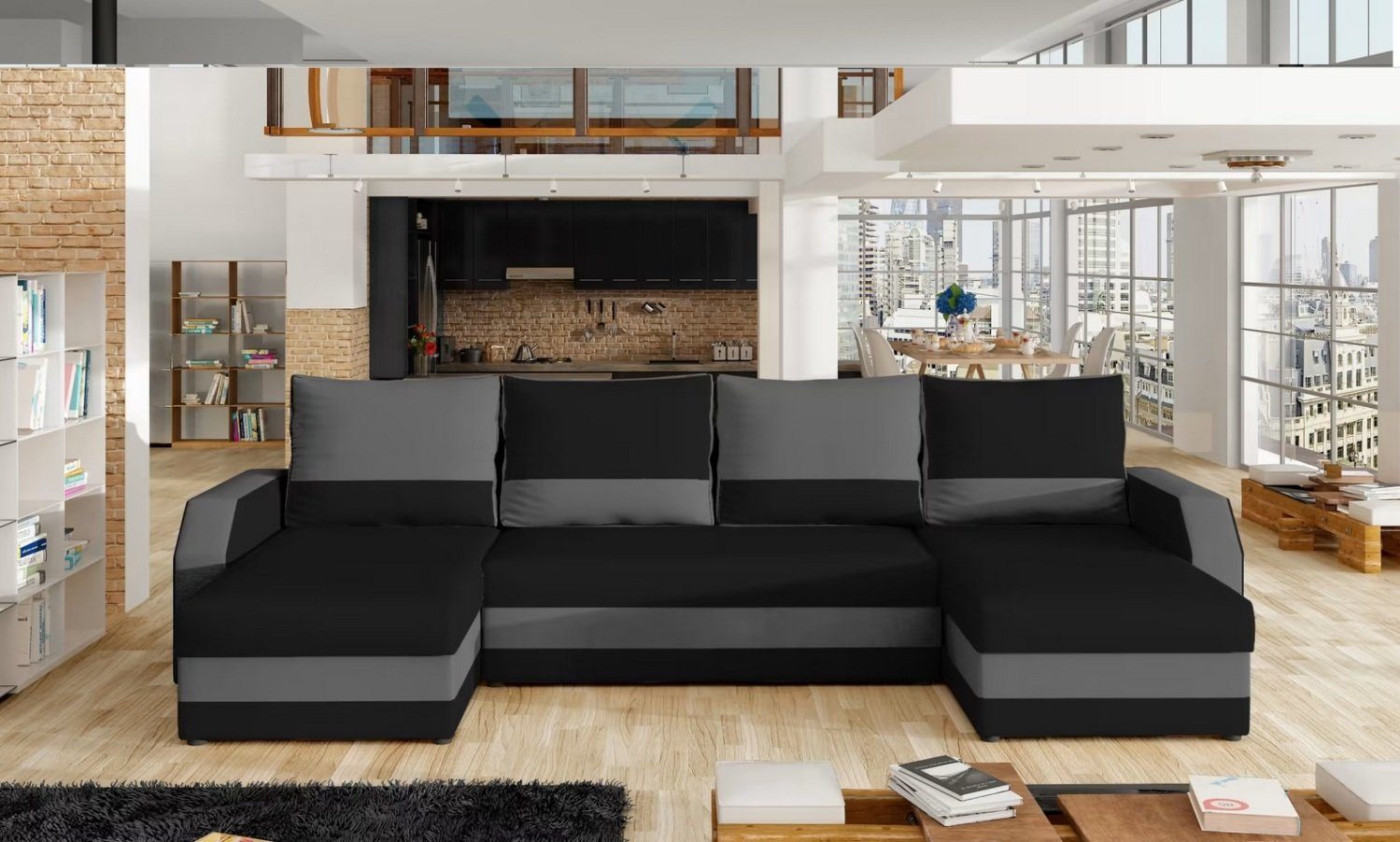 Design Ecksofa Sofa Couch Polster Sitz Eck Sofas Couchen Schlafsofa Bettfunktion Sofort