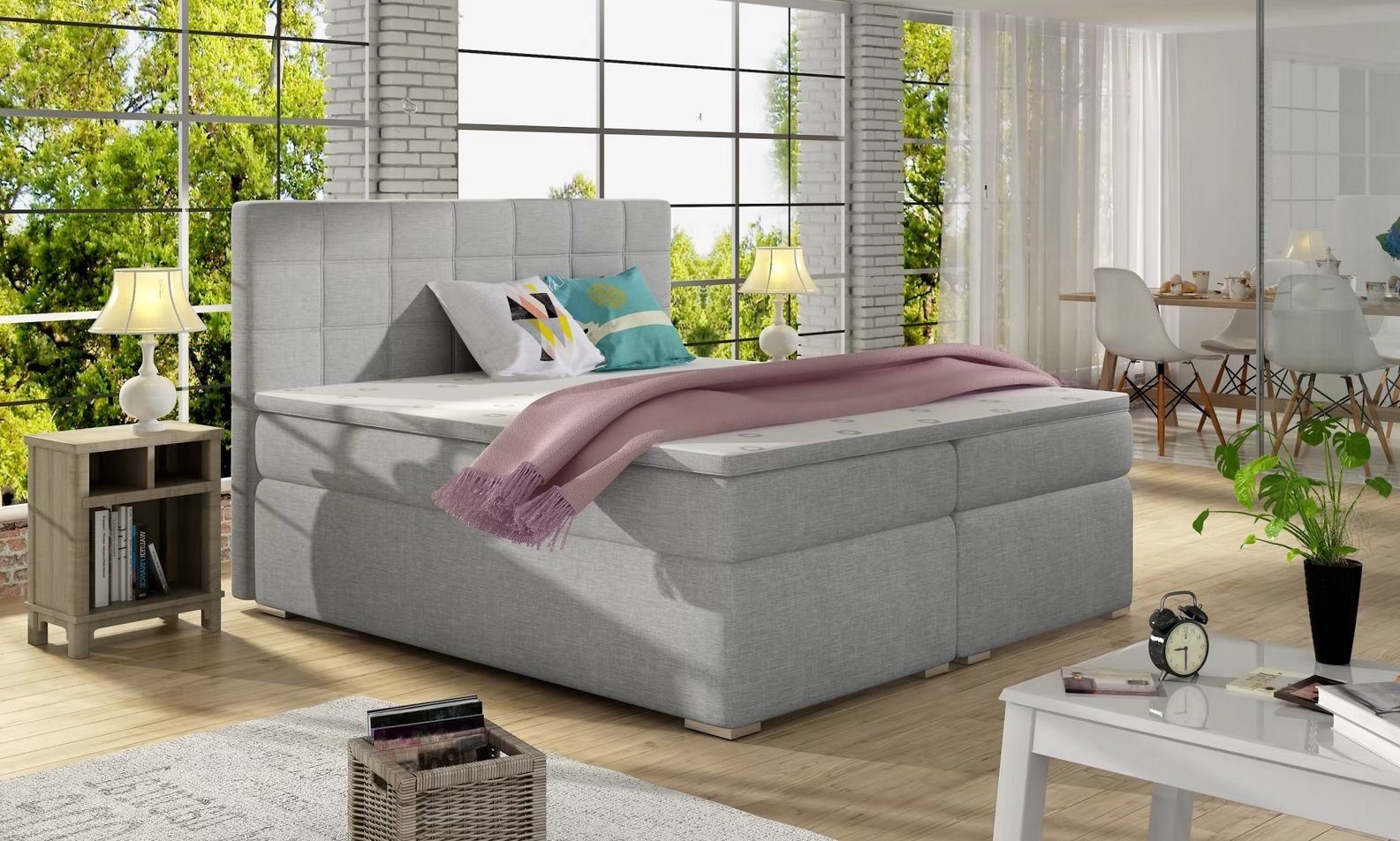Design Doppel Hotel Modern Bett Schlafzimmer Betten Neu Bettrahmen Stoff Textil Sofort