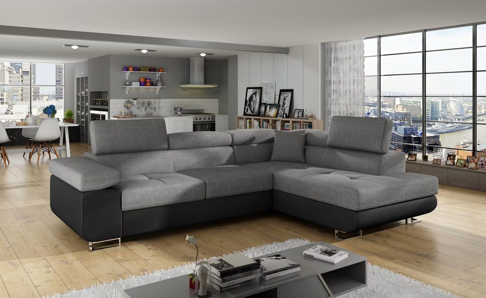 Design Ecksofa Sofa Bettfunktion Couch Schlafsofa Polster Textil Sofas Neu Sofort