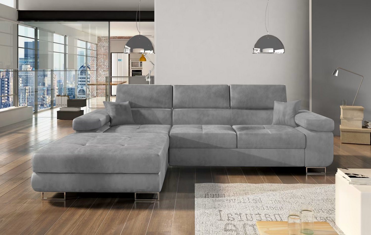 Ecksofa Wohnlandschaft Schlafsofa Sofa Bett Textil Stoff Polster Ecke Couch Neu Sofort