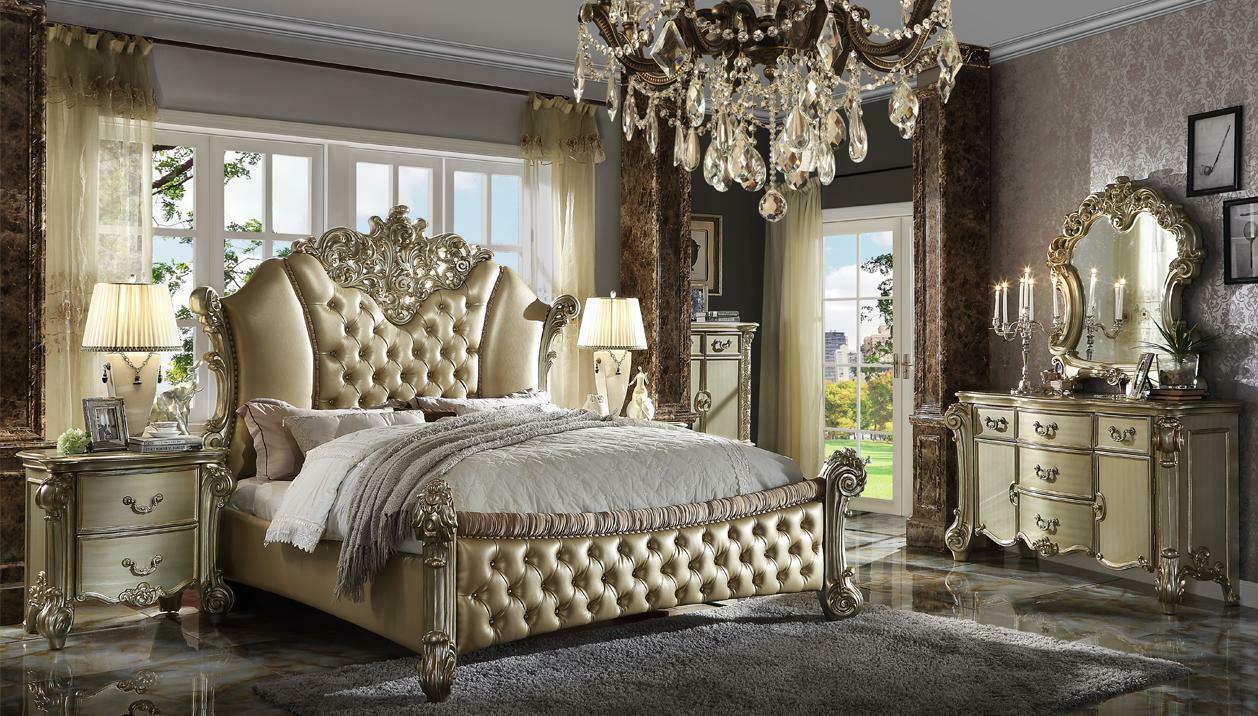 Möbel 5tlg. Set Bett + 2x Nachttisch + Kommode + Spiegel Schlafzimmer
