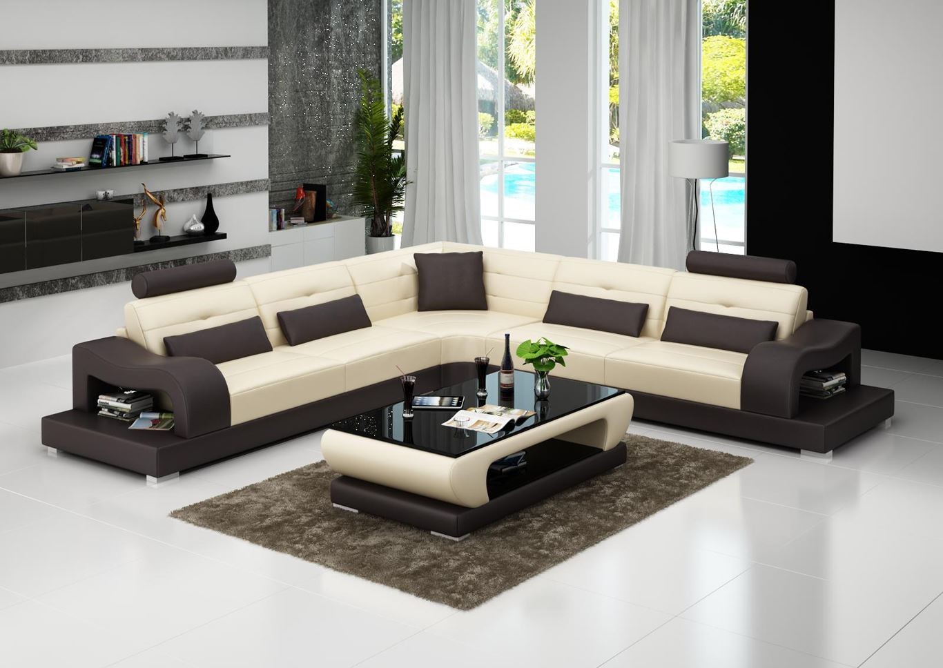 Ledersofa Couch Wohnlandschaft L Form Dekor Design Modern Sofa Eck Sofas