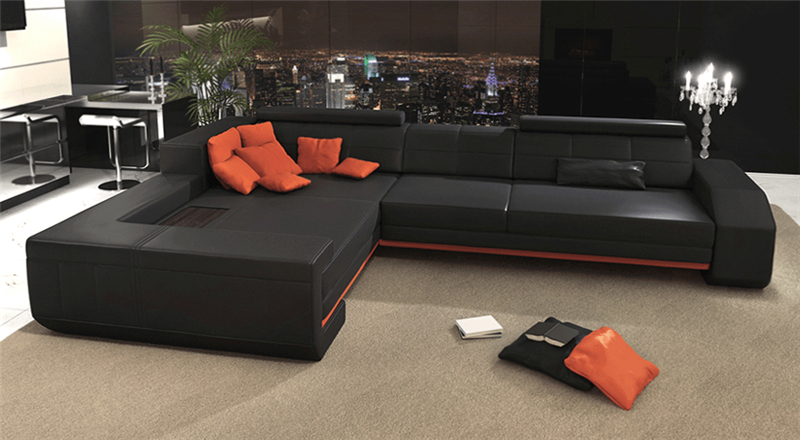 Sofa L-Form Ledersofa Couch Wohnlandschaft Garnitur Design Ecksofa
